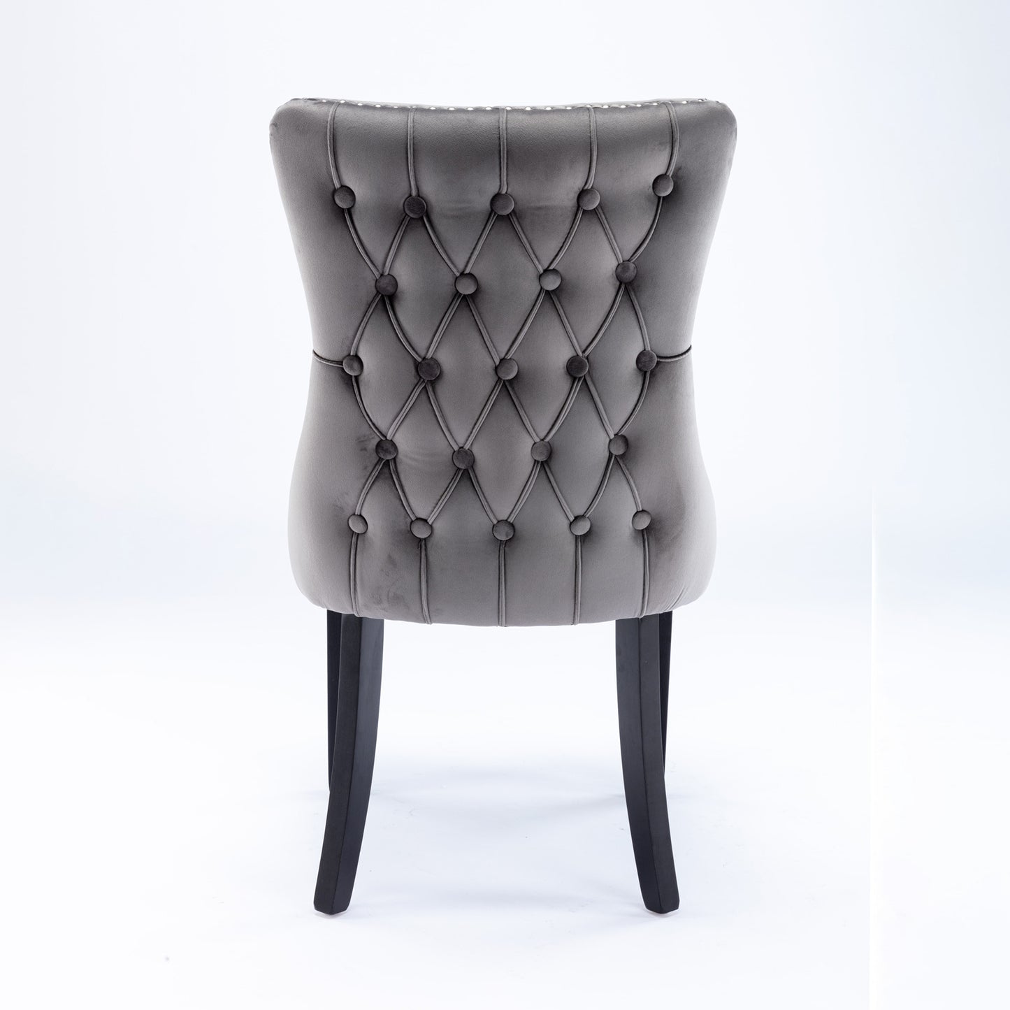 A&A Furniture Gray Velvet Dining Chairs Set of 2, Wing-Back Style