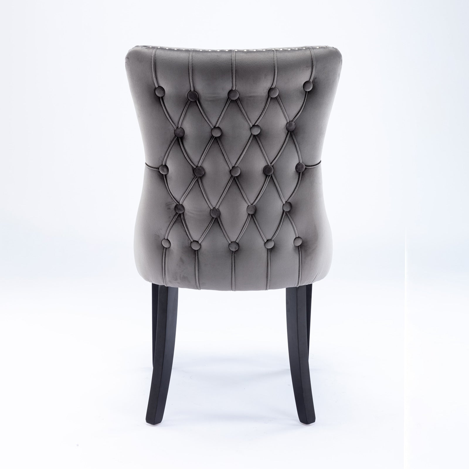 A&A Furniture Gray Velvet Dining Chairs Set of 2, Wing-Back Style