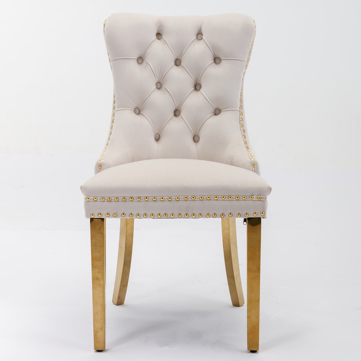 Beige Velvet Dining Chair Set of 2 for Kitchen Dining Rooms