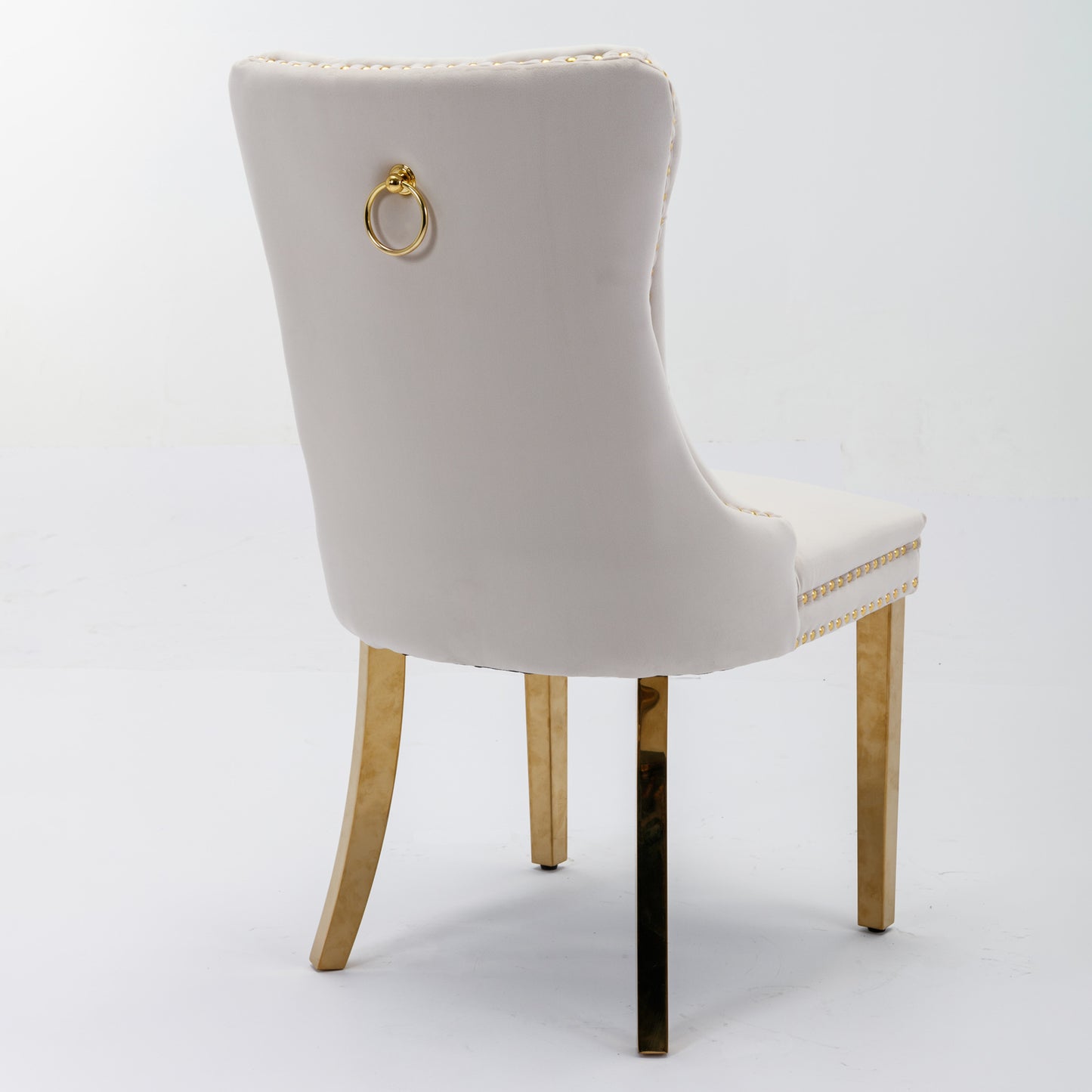 Beige Velvet Dining Chair Set of 2 for Kitchen Dining Rooms