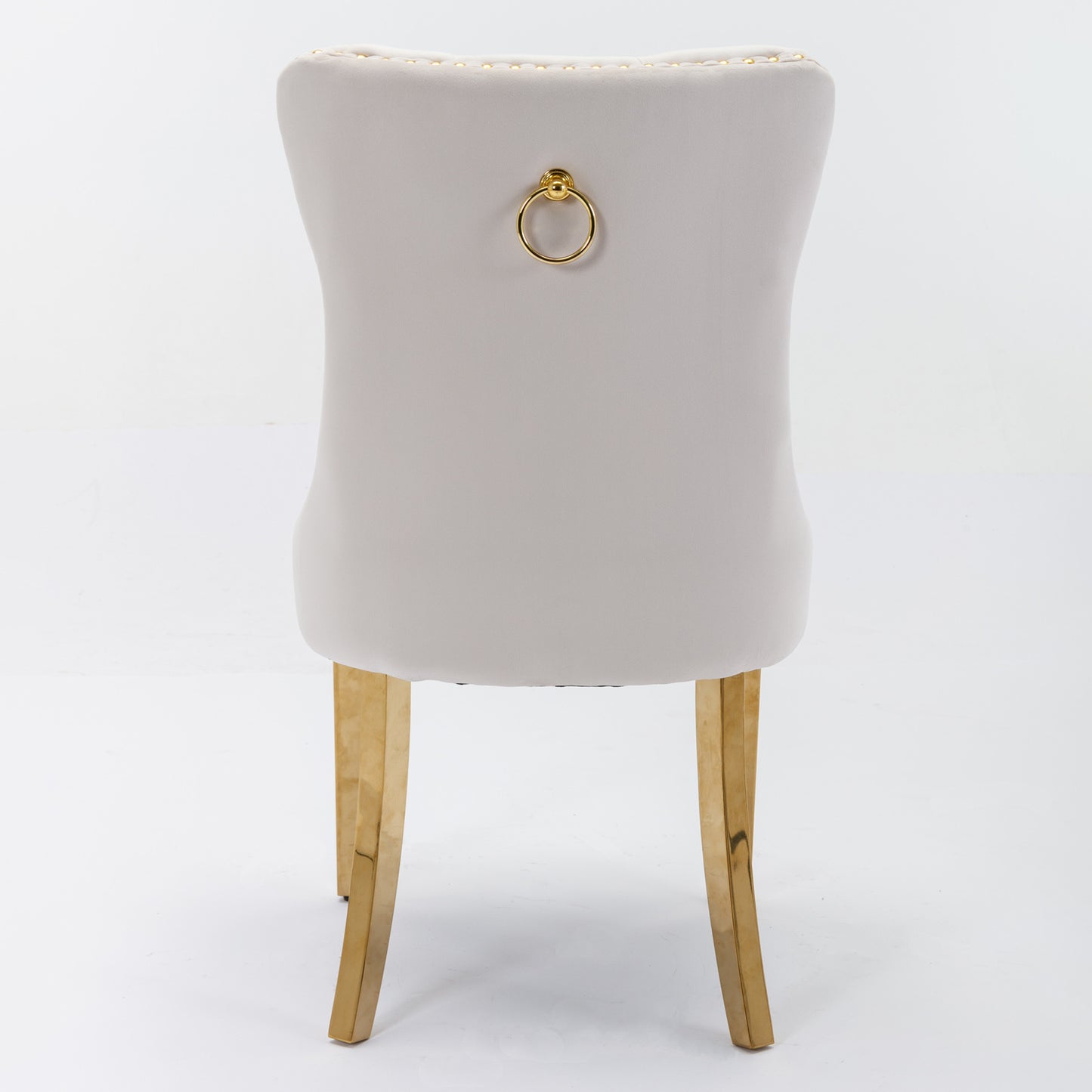 Beige Velvet Dining Chair Set of 2 for Kitchen Dining Rooms