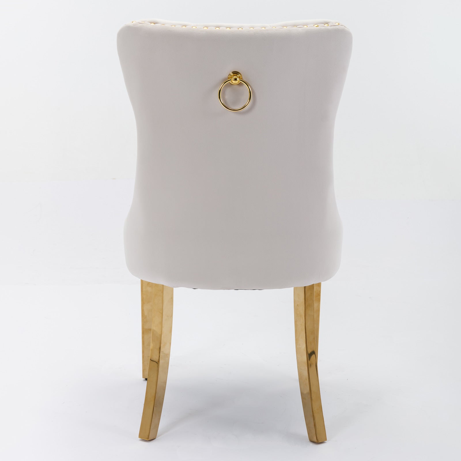 Beige Velvet Dining Chair Set of 2 for Kitchen Dining Rooms