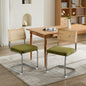 Mid Century Modern Dining Chairs Set of 2, Velvet Accent Chairs with Natural Cane Back & Stainless Chrome Base, Famous Breuer Designed Chairs, Upholstered Rattan Kitchen Chairs,Olive-Green