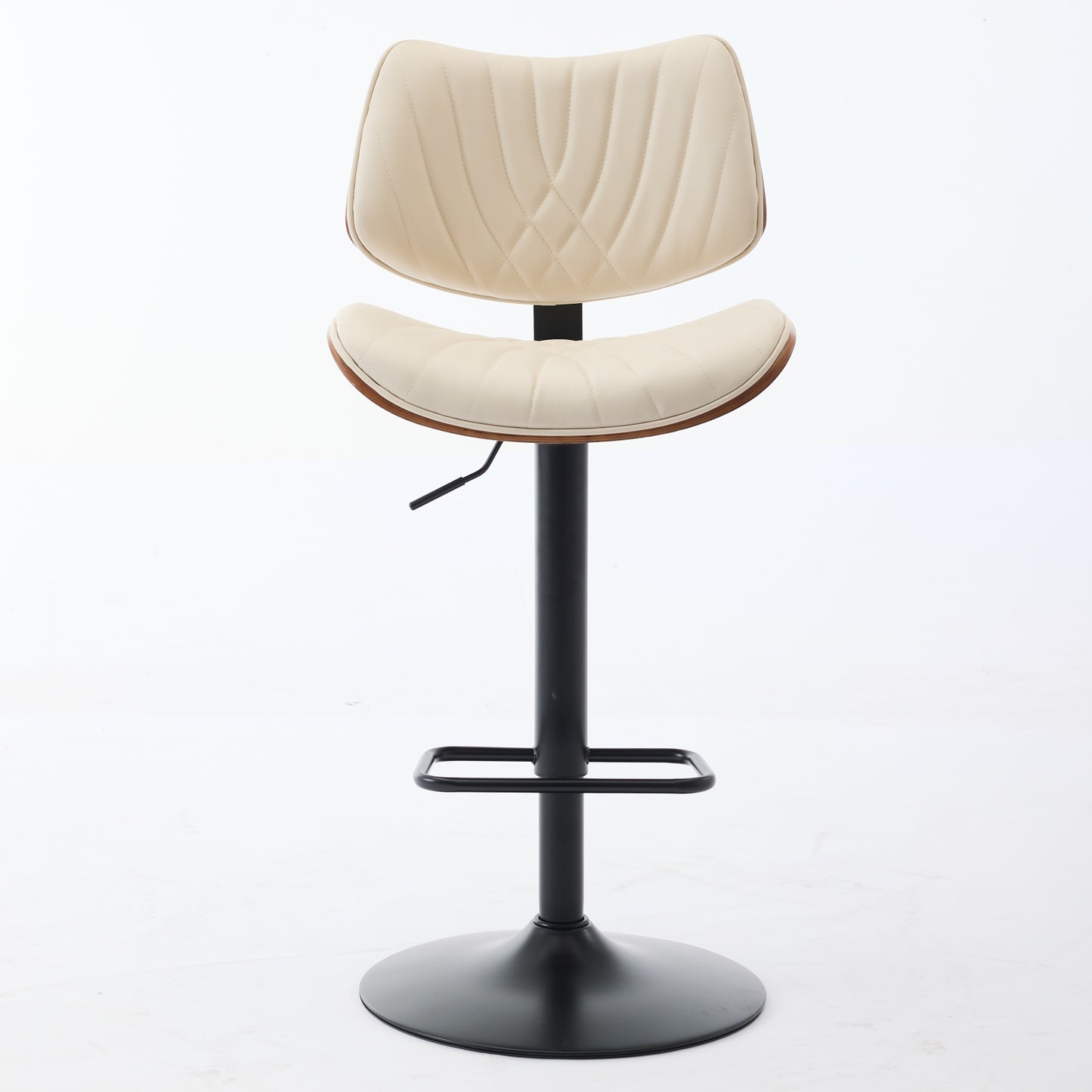 Beige PU Leather Bar Stool for Kitchen Island Dining Room Seating