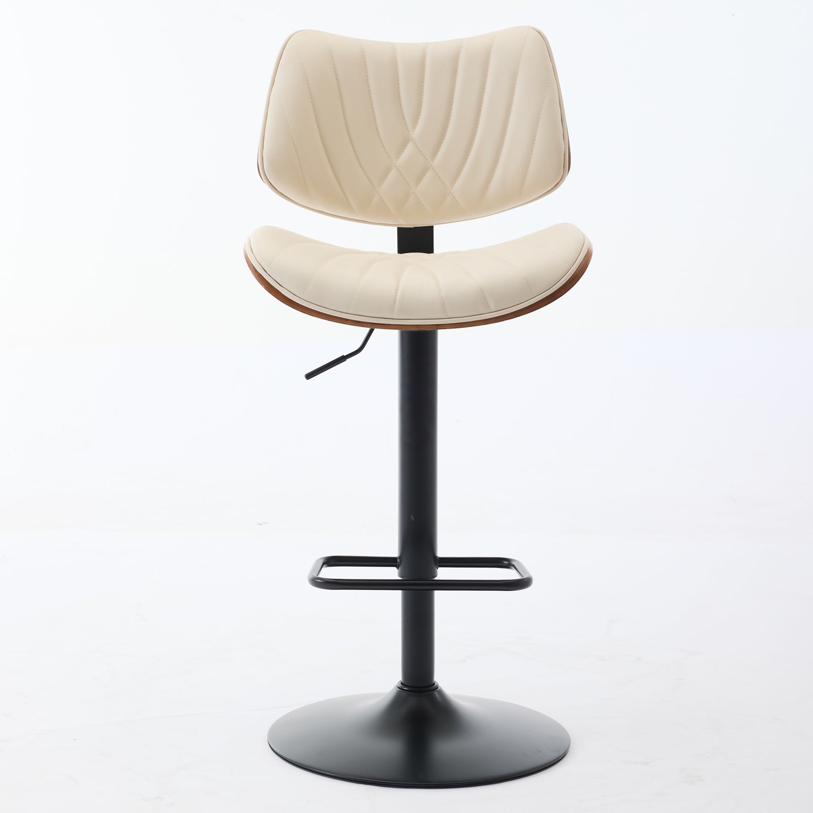 Beige PU Leather Bar Stool for Kitchen Island Dining Room Seating