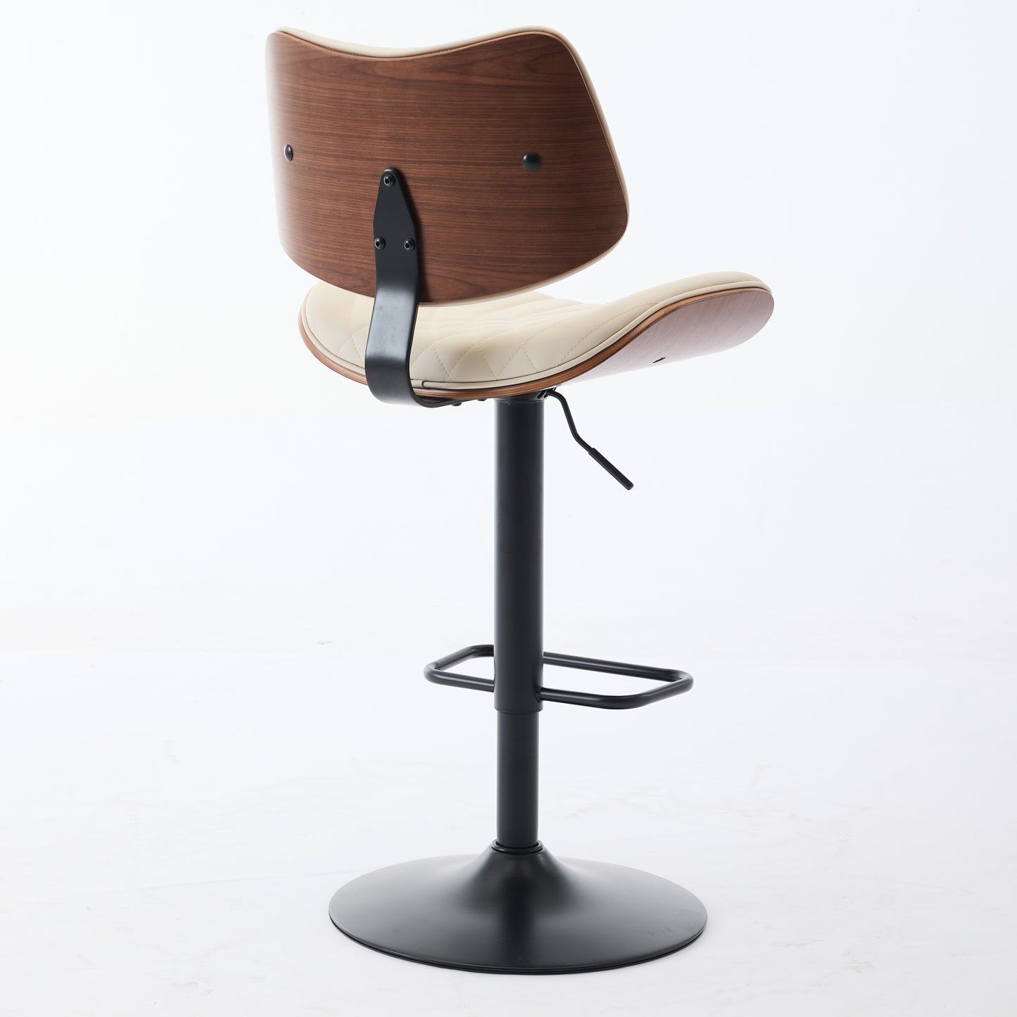 Beige PU Leather Bar Stool for Kitchen Island Dining Room Seating