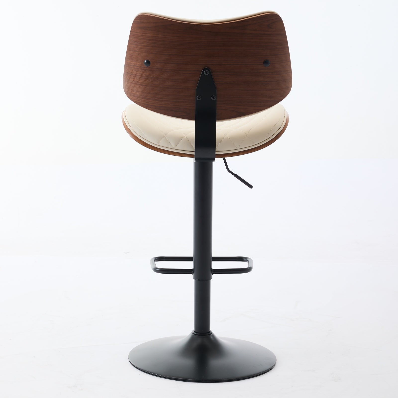 Beige PU Leather Bar Stool for Kitchen Island Dining Room Seating