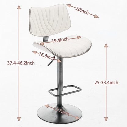 Beige PU Leather Bar Stool for Kitchen Island Dining Room Seating