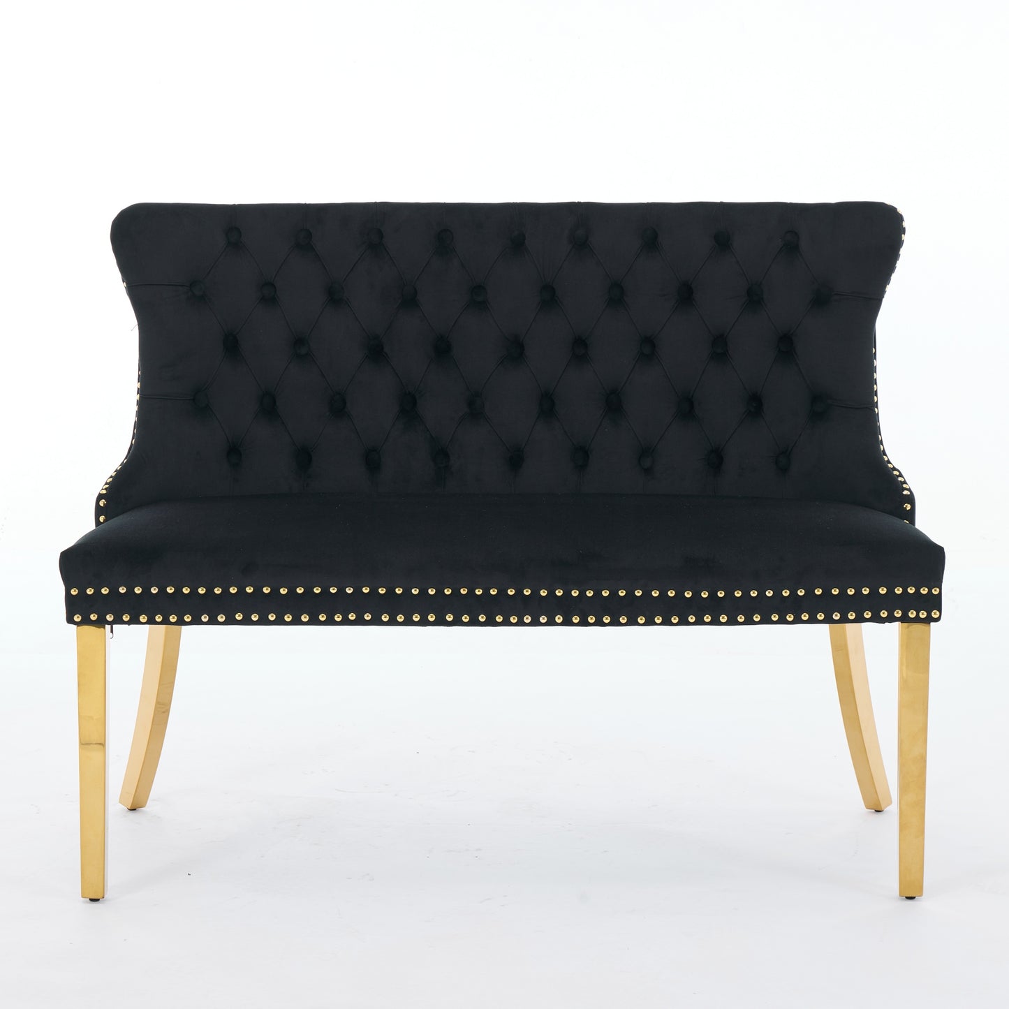 Black Velvet Dining Bench Mid Century Modern Seating for Kitchen