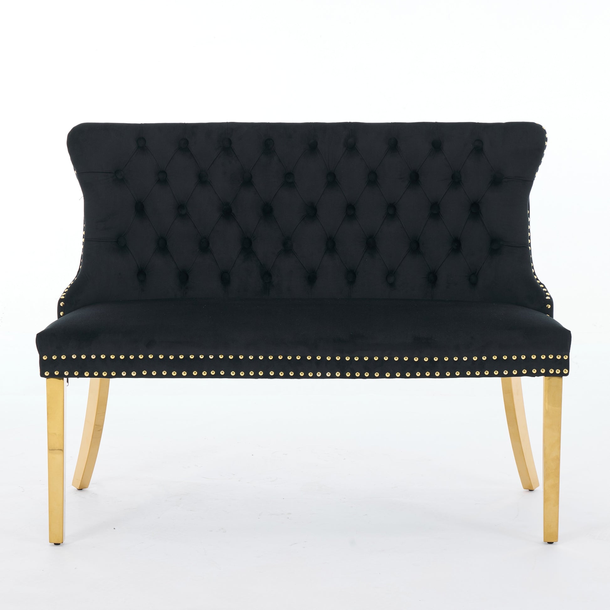 Black Velvet Dining Bench Mid Century Modern Seating for Kitchen