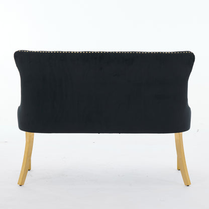 Black Velvet Dining Bench Mid Century Modern Seating for Kitchen