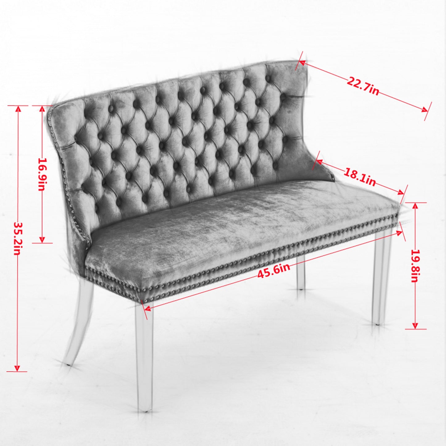 Black Velvet Dining Bench Mid Century Modern Seating for Kitchen