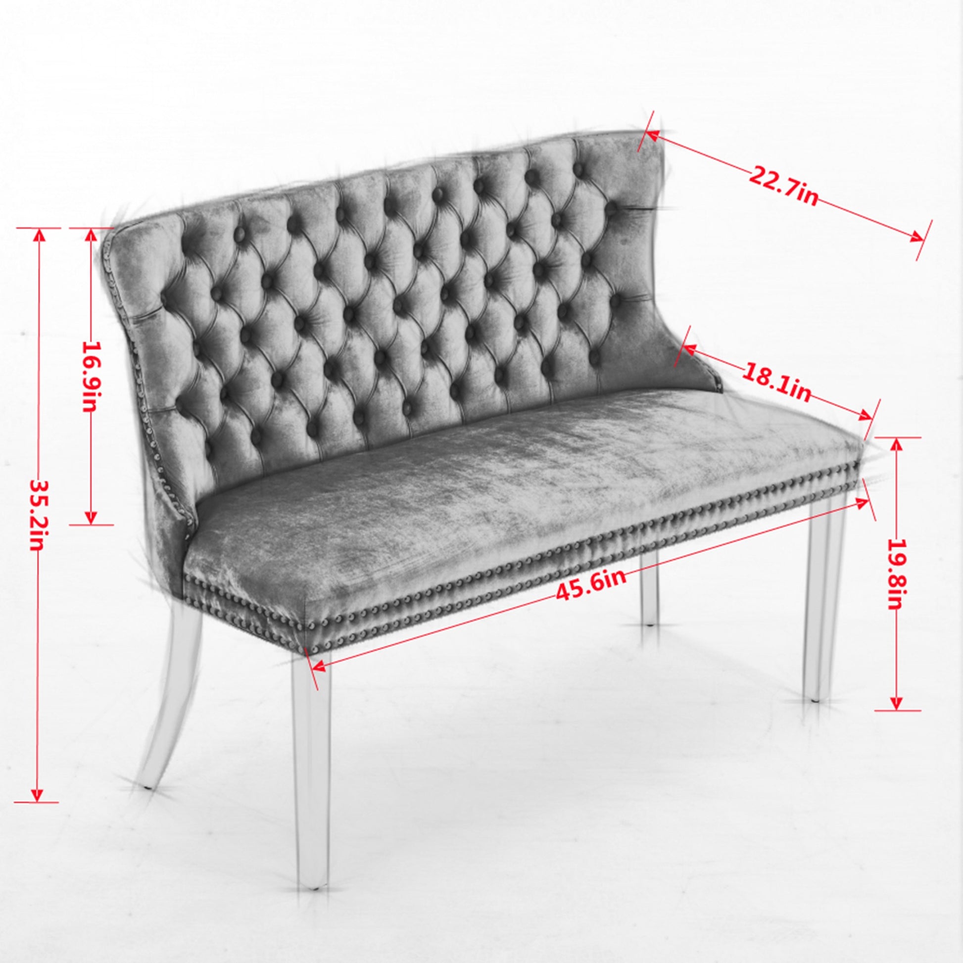 Black Velvet Dining Bench Mid Century Modern Seating for Kitchen