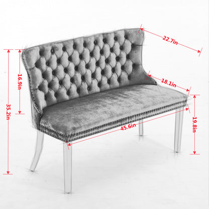 Black Velvet Dining Bench Mid Century Modern Seating for Kitchen
