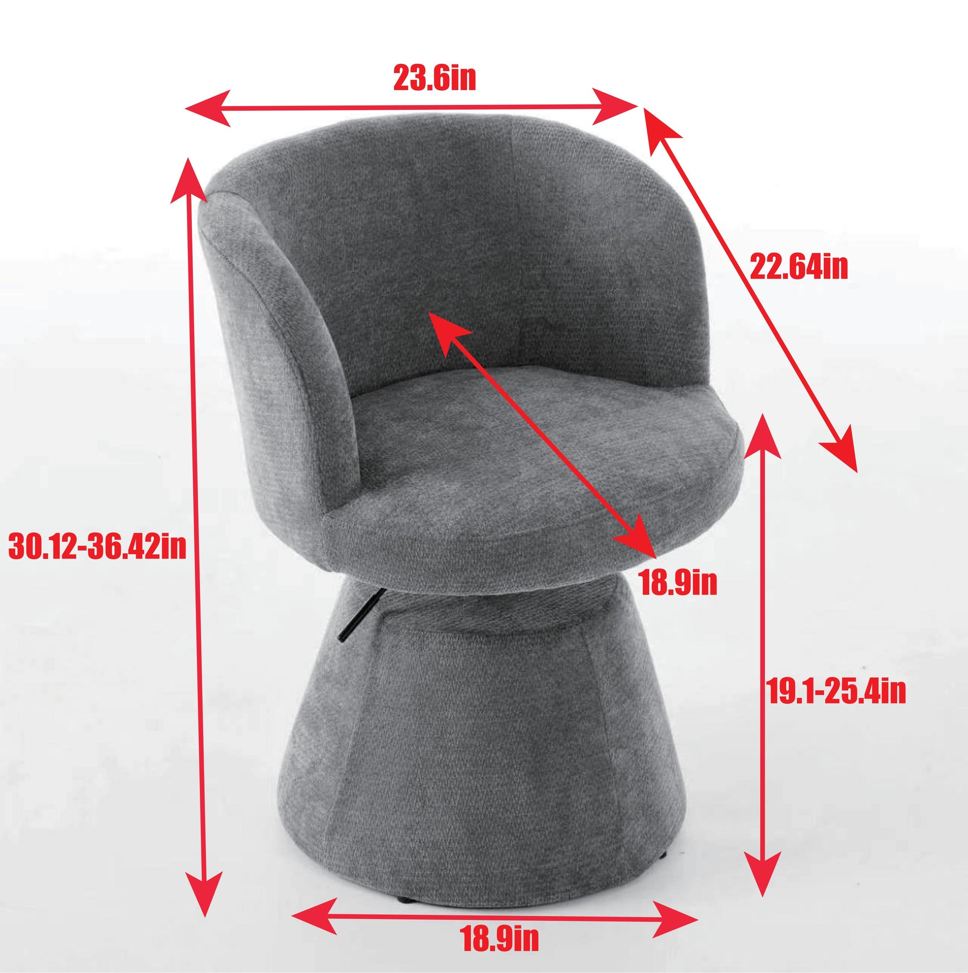 Adjustable Height Swivel Bar Stool - Terracotta Chenille Dining Chair