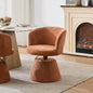 Adjustable Height 360° Swivel Bar Stool, Modern Chenille Upholstered Round Dining Chair, Ergonomic Accent Vanity Chair for Bedroom,Kitchen Island & Pub, Single Pack, Terracotta & Orange color,SW1878OG