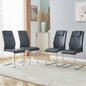 Modern Dining Chairs with Faux Leather Padded Seat Dining Living Room Chairs Upholstered Chair with Metal Legs Design for Kitchen, Living, Bedroom, Dining Room Side Chairs Set of 4 (Black+PU) C-001