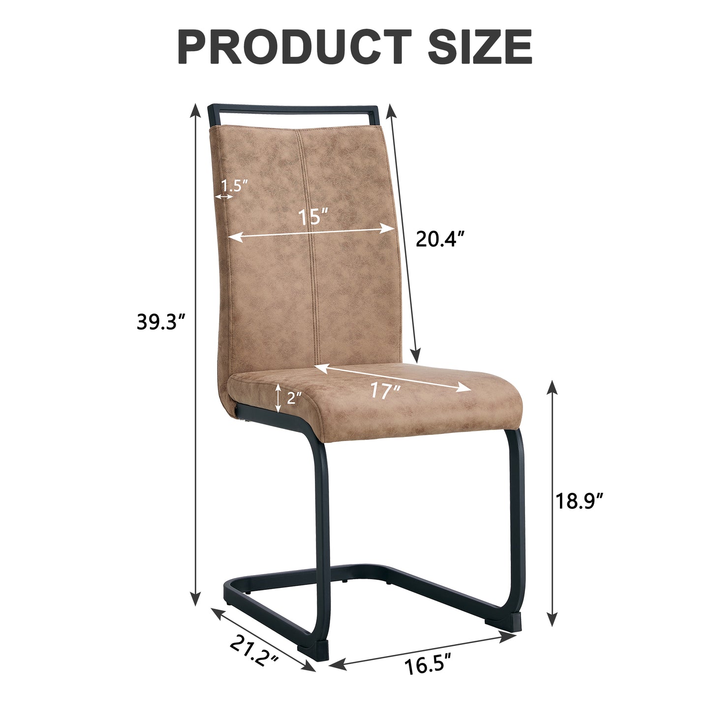 Modern Brown Dining Chairs - Set of 4 Fabric Upholstered Side Chairs