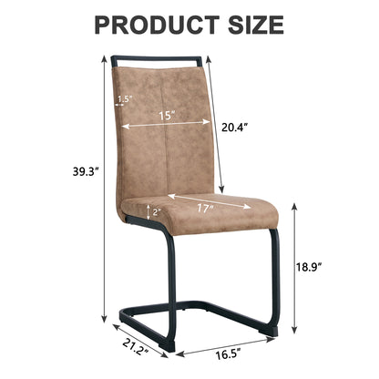 Modern Brown Dining Chairs - Set of 4 Fabric Upholstered Side Chairs