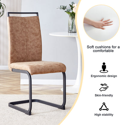 Modern Brown Dining Chairs - Set of 4 Fabric Upholstered Side Chairs