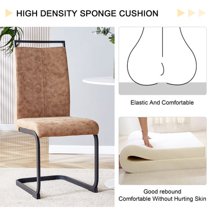 Modern Brown Dining Chairs - Set of 4 Fabric Upholstered Side Chairs