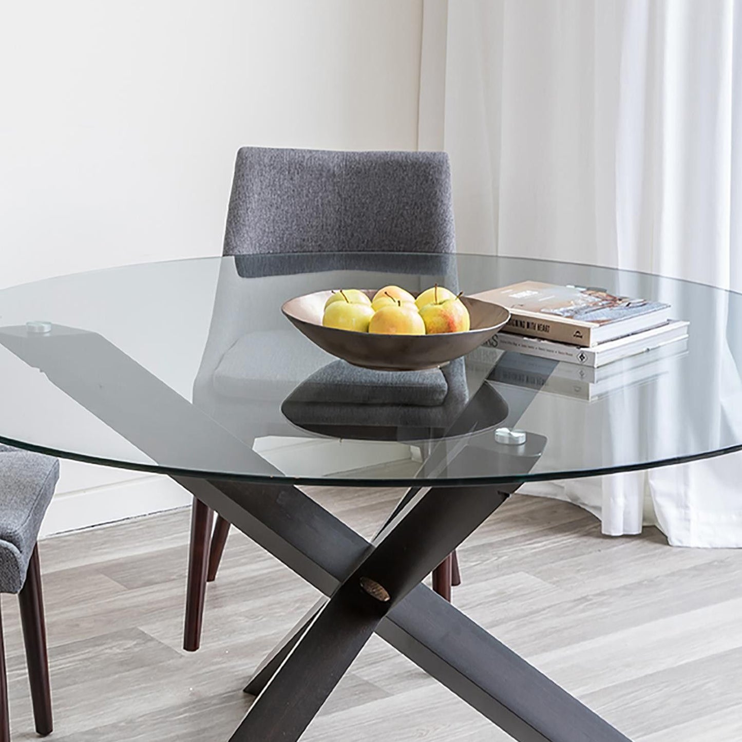 Round Glass Dining Table Top 18.11 inch Transparent Surface