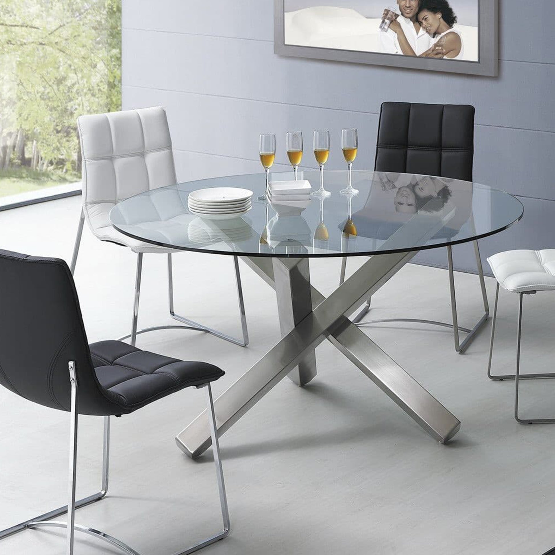 Round Glass Dining Table Top 18.11 inch Transparent Surface