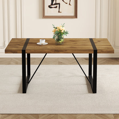Rustic Wood Dining Table - Seats 4-6, Industrial Style