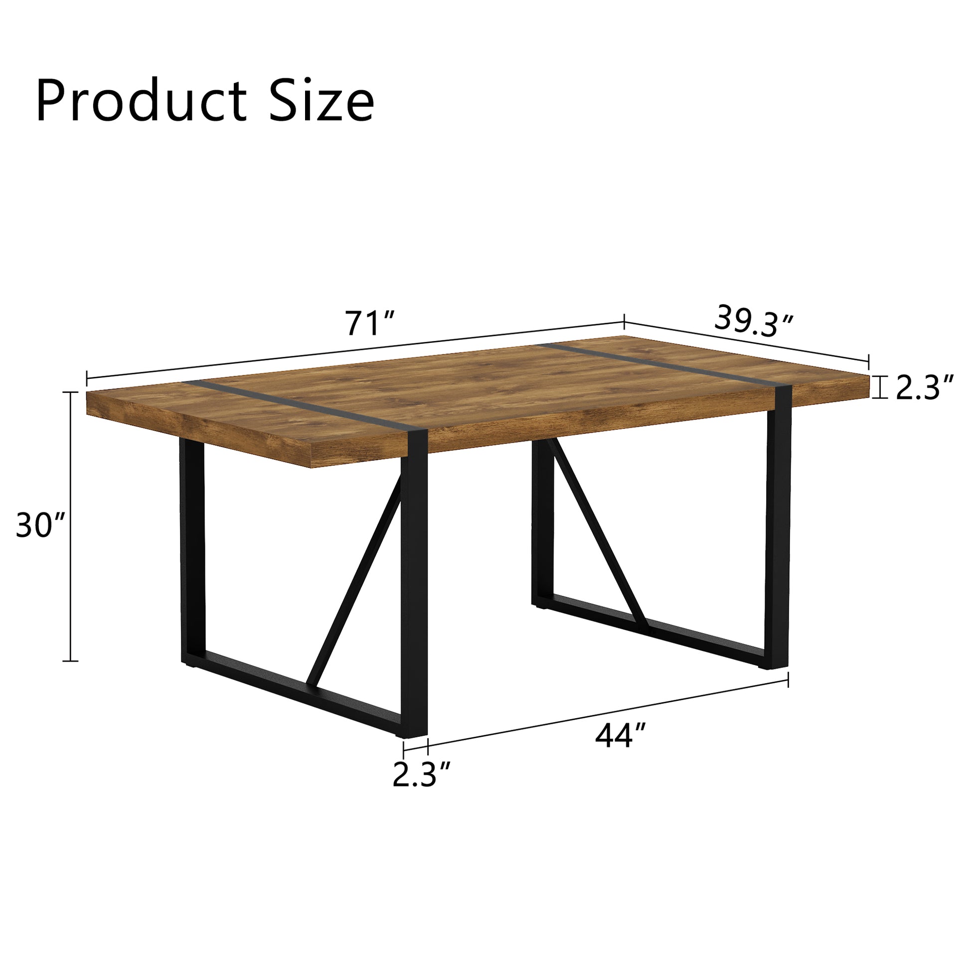 Rustic Wood Dining Table - Seats 4-6, Industrial Style