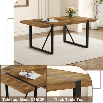 Rustic Wood Dining Table - Seats 4-6, Industrial Style