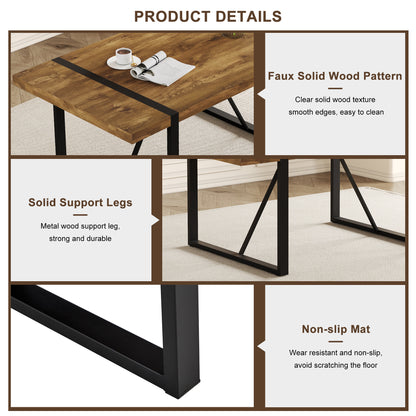 Rustic Wood Dining Table - Seats 4-6, Industrial Style