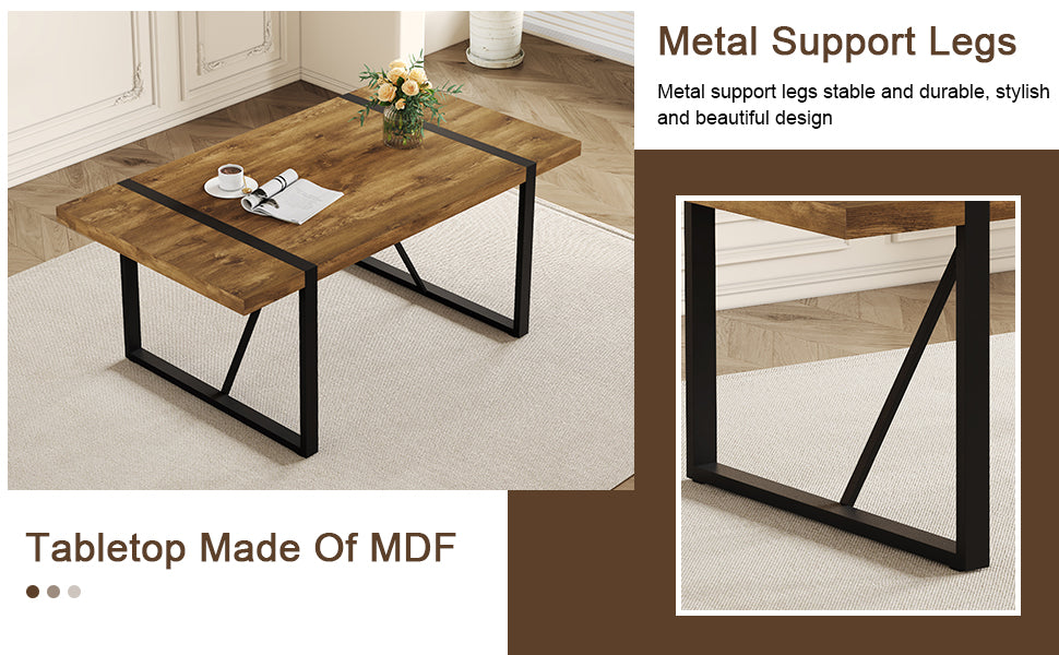 Rustic Wood Dining Table - Seats 4-6, Industrial Style