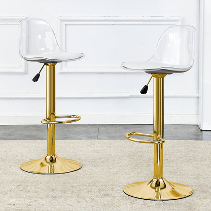 Gold PU Bar Stools Set of 2 - Modern Bar Chairs