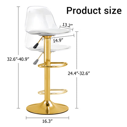 Gold PU Bar Stools Set of 2 - Modern Bar Chairs