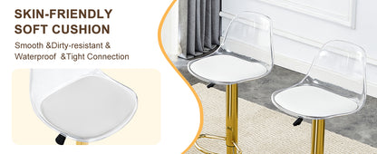 Gold PU Bar Stools Set of 2 - Modern Bar Chairs