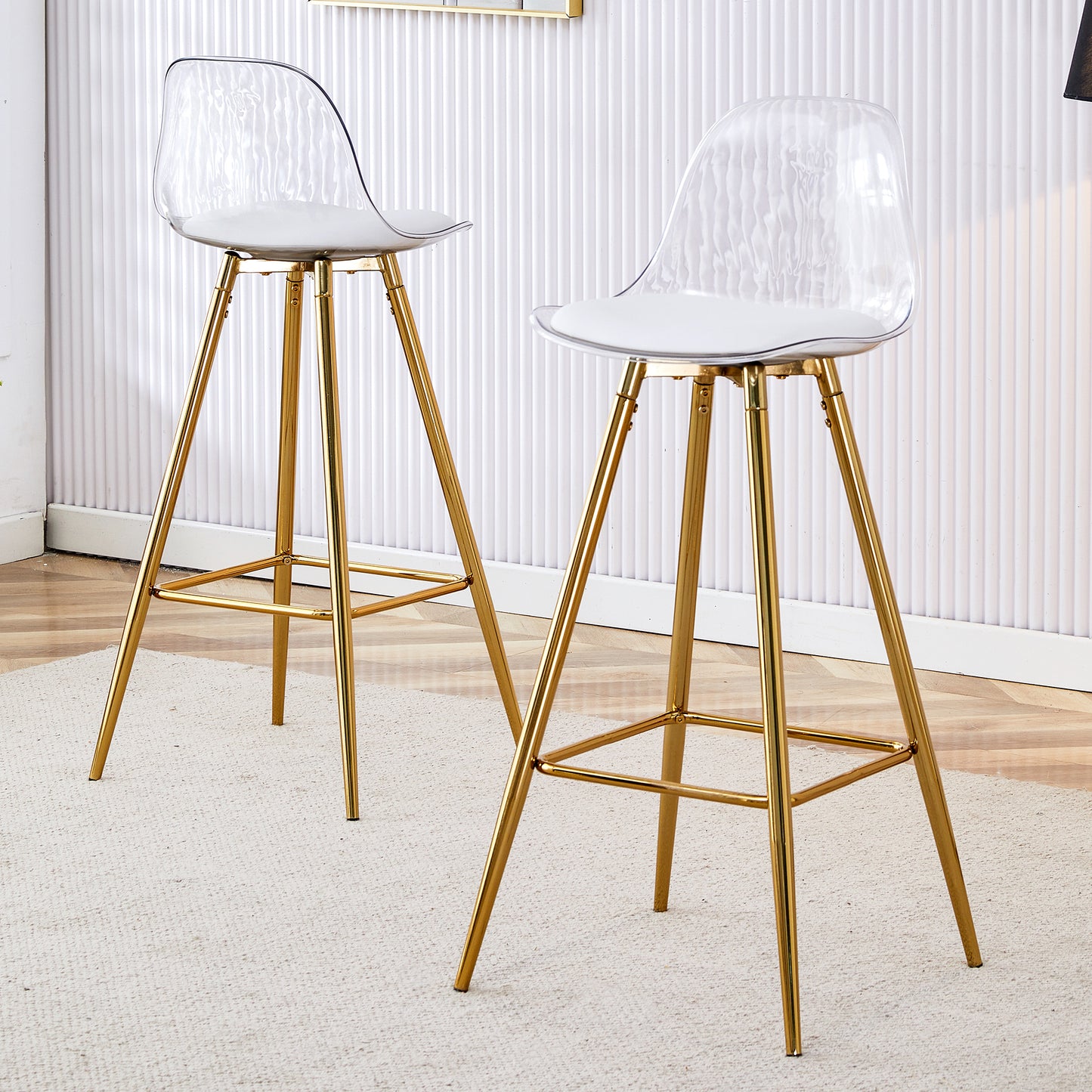 White Gold Metal Bar Chair for Kitchen Dining Room Seating