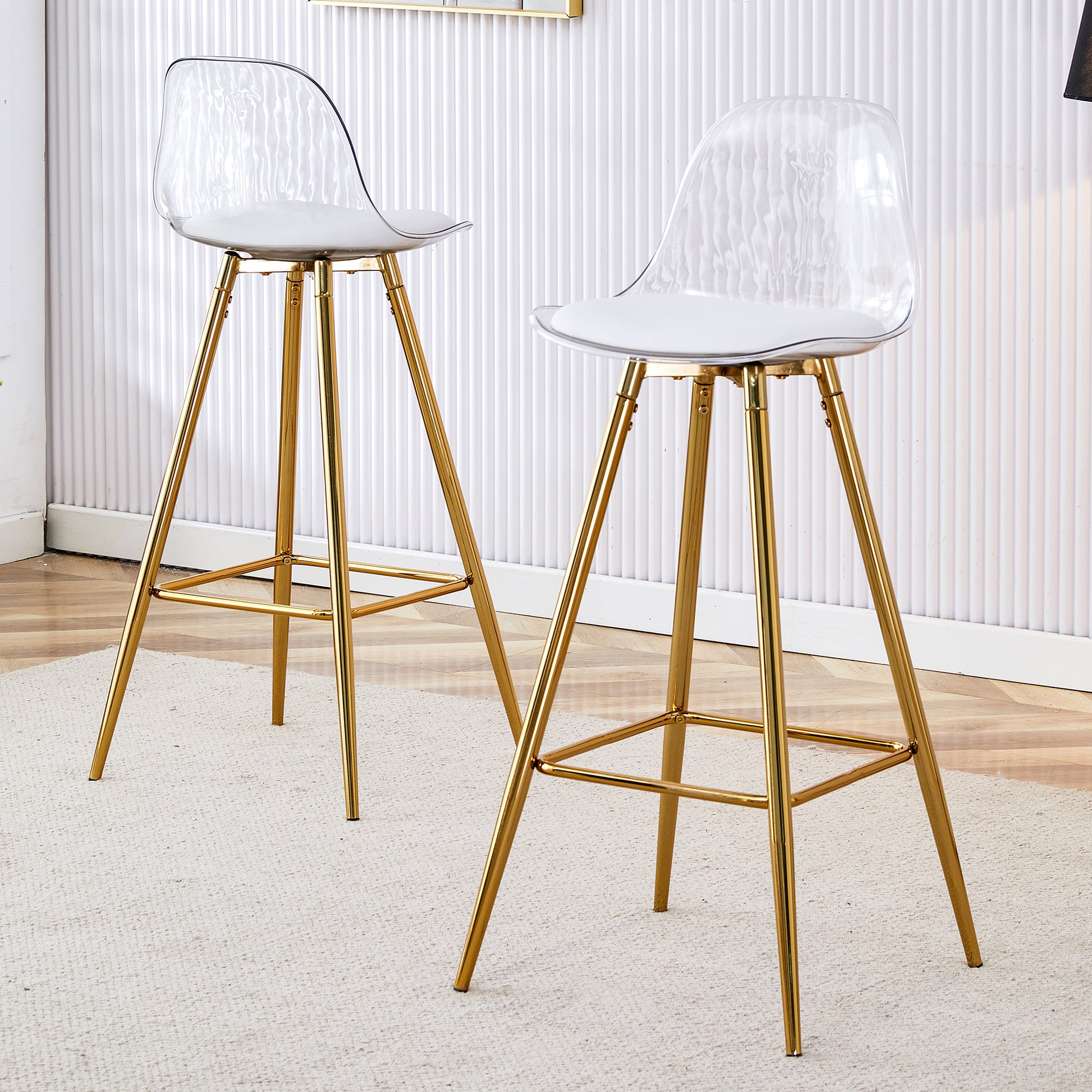 White Gold Metal Bar Chair for Kitchen Dining Room Seating