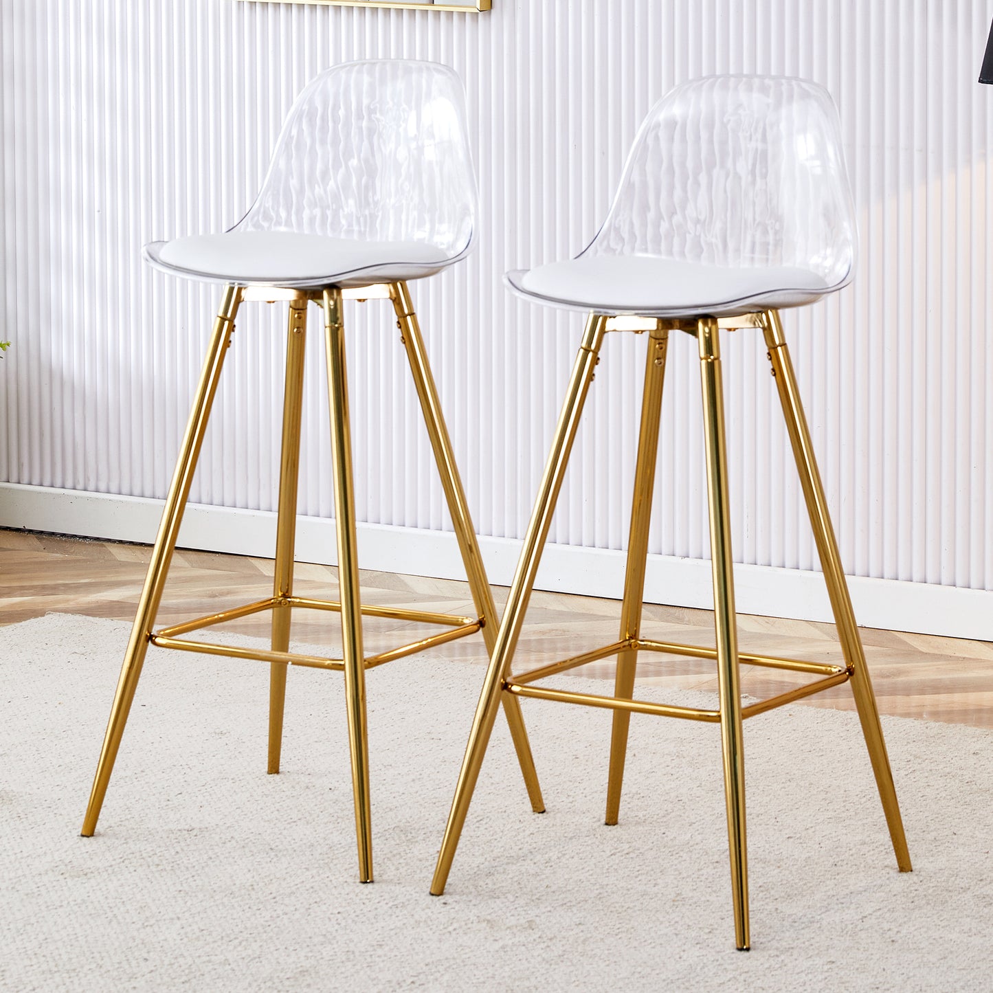 White Gold Metal Bar Chair for Kitchen Dining Room Seating