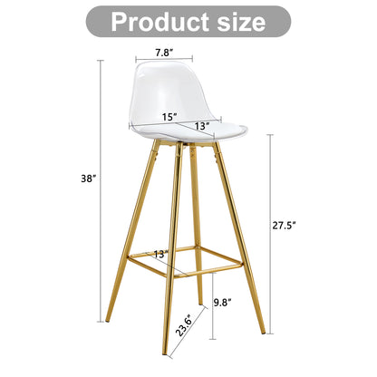 White Gold Metal Bar Chair for Kitchen Dining Room Seating