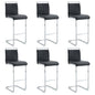 Modern and beautiful bar stool upholstered in PU leather with C-shaped silver metal legs for dining rooms, kitchens, terraces and guest office chairs.(set of 6) (black+PU)