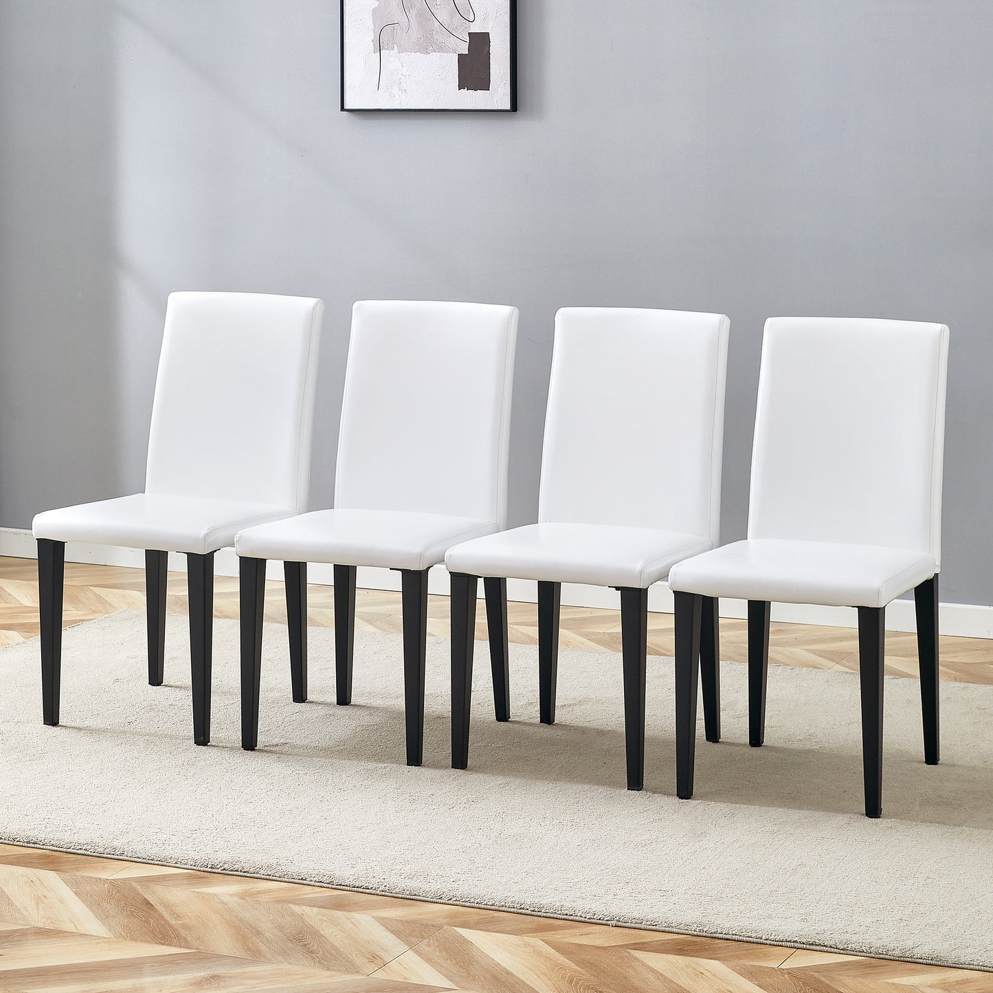 White Black Dining Chairs Set - 4 Modern Chairs 35.4" High