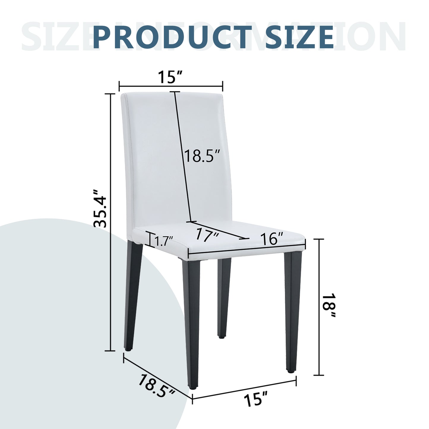 White Black Dining Chairs Set - 4 Modern Chairs 35.4" High