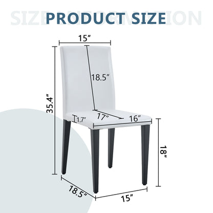 White Black Dining Chairs Set - 4 Modern Chairs 35.4" High
