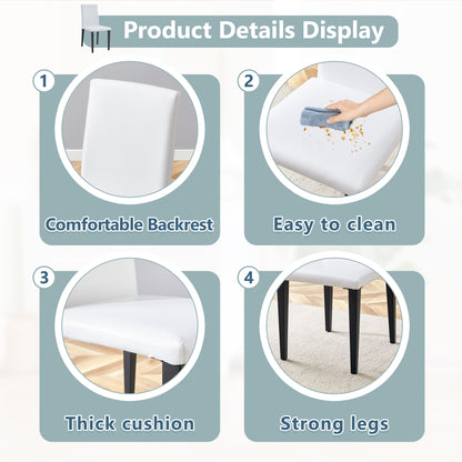White Black Dining Chairs Set - 4 Modern Chairs 35.4" High