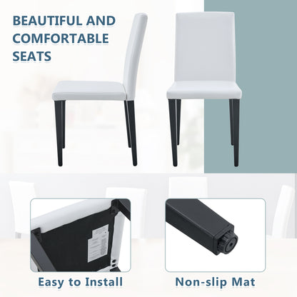 White Black Dining Chairs Set - 4 Modern Chairs 35.4" High