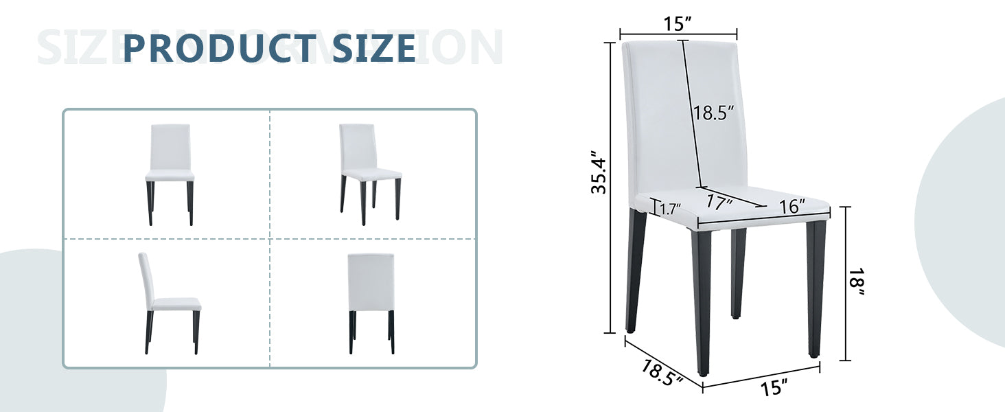 White Black Dining Chairs Set - 4 Modern Chairs 35.4" High