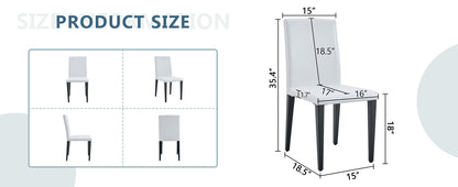 White Black Dining Chairs Set - 4 Modern Chairs 35.4" High
