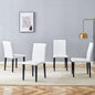Set of 4 White PU Dining Chairs: 35.4" High, 18.5" Ergonomic Backrest, 17"×16" Sponge Seat, Perfect for Dining Room, Home Office & Living Space, Stylish & Comfortable.Black Metal Leg.