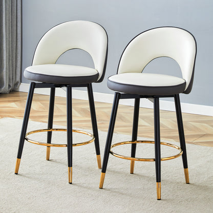 Dark Gray & White Bar Chairs - Set of 2 Rotating Dining Seats