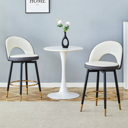 Dark Gray & White Bar Chairs - Set of 2 Rotating Dining Seats